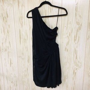 IRO Paris Pembroke Black Ruched One Shoulder Dress Size 2